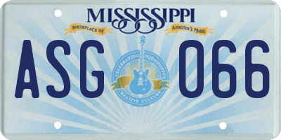 MS license plate ASG066