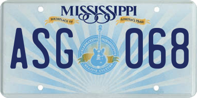 MS license plate ASG068