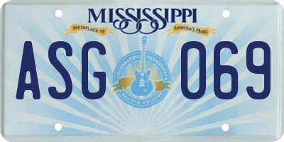MS license plate ASG069