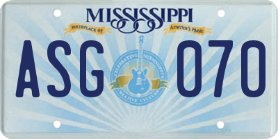 MS license plate ASG070
