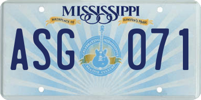 MS license plate ASG071