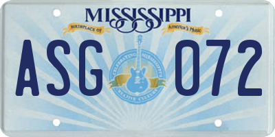 MS license plate ASG072