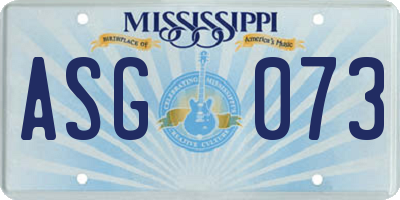 MS license plate ASG073
