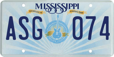 MS license plate ASG074