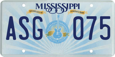 MS license plate ASG075