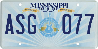 MS license plate ASG077