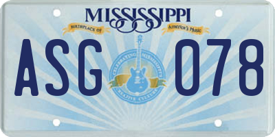 MS license plate ASG078