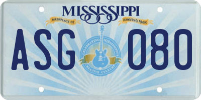MS license plate ASG080