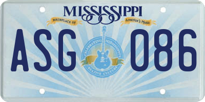 MS license plate ASG086