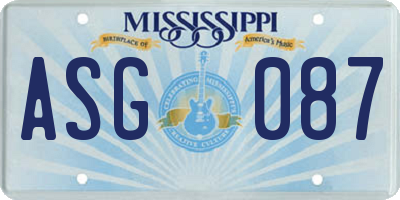 MS license plate ASG087