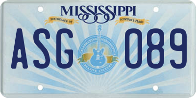 MS license plate ASG089