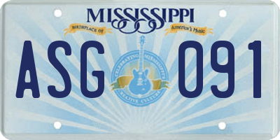 MS license plate ASG091