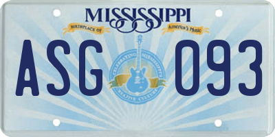 MS license plate ASG093