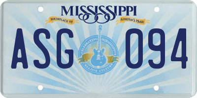 MS license plate ASG094
