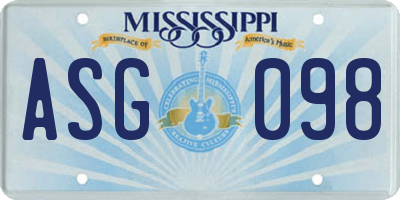 MS license plate ASG098