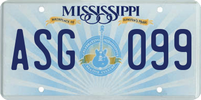 MS license plate ASG099