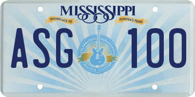 MS license plate ASG100