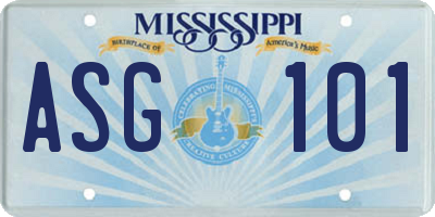 MS license plate ASG101