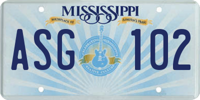 MS license plate ASG102