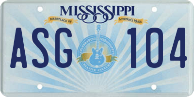 MS license plate ASG104