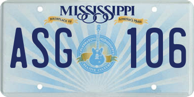 MS license plate ASG106