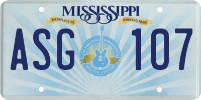 MS license plate ASG107