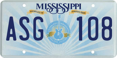 MS license plate ASG108