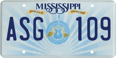 MS license plate ASG109