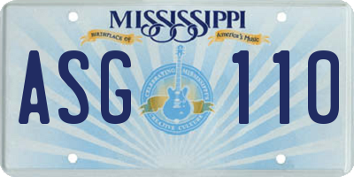 MS license plate ASG110