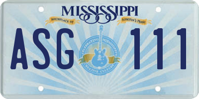 MS license plate ASG111
