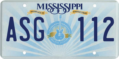 MS license plate ASG112