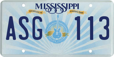 MS license plate ASG113