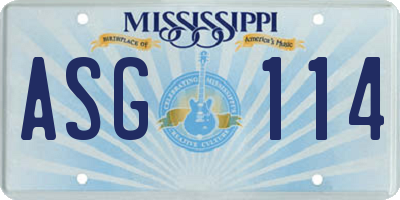 MS license plate ASG114
