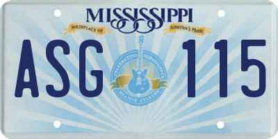 MS license plate ASG115