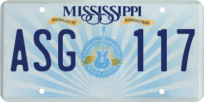 MS license plate ASG117
