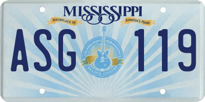MS license plate ASG119