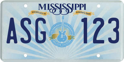 MS license plate ASG123
