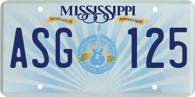 MS license plate ASG125