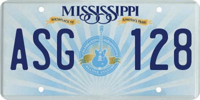 MS license plate ASG128