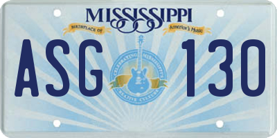 MS license plate ASG130