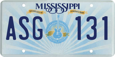 MS license plate ASG131