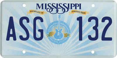 MS license plate ASG132