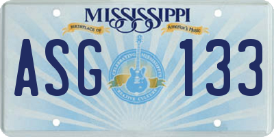 MS license plate ASG133