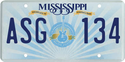 MS license plate ASG134