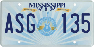 MS license plate ASG135