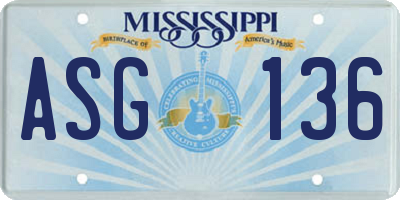 MS license plate ASG136