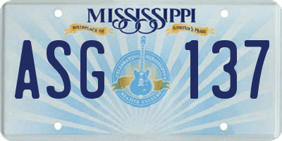 MS license plate ASG137