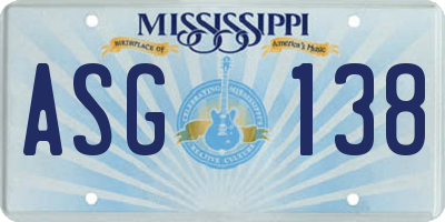 MS license plate ASG138