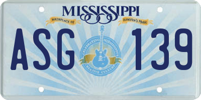 MS license plate ASG139