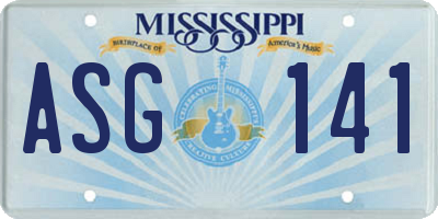 MS license plate ASG141